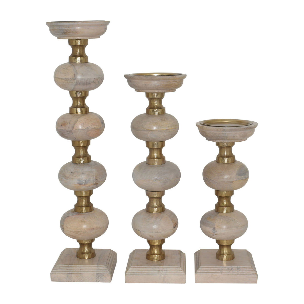 14" / 19" / 23" Sumpter Wood Candle Sticks (Set of 3) - Natural