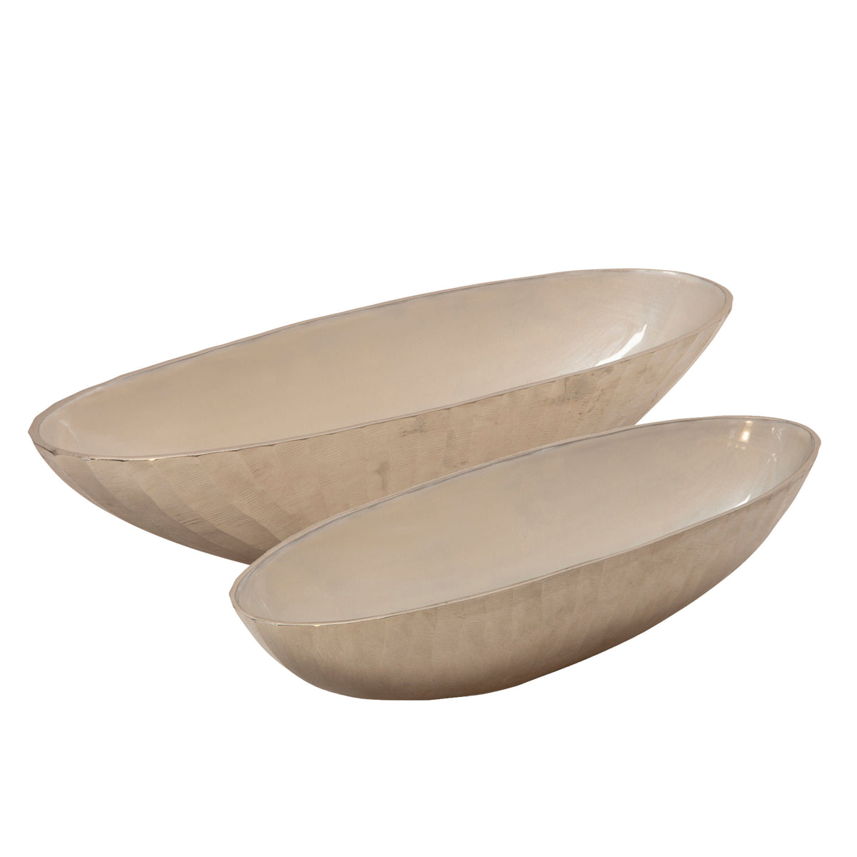 22" / 24" Aluminum Oval Bowl (Set of 2) - Silver