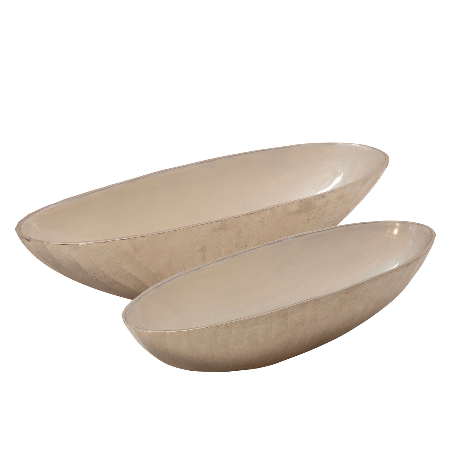 22" / 24" Aluminum Oval Bowl (Set of 2) - Silver