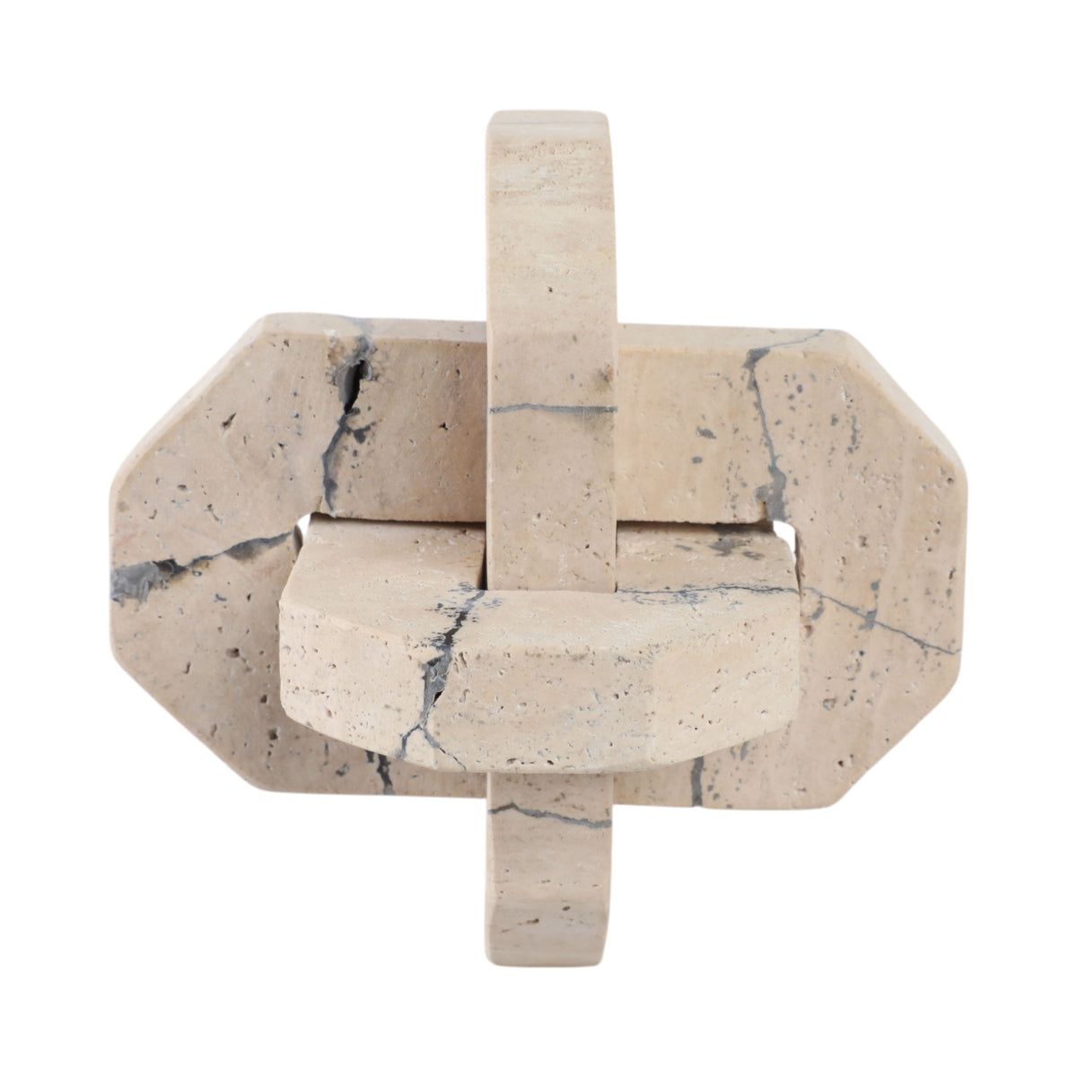 Gorda Medium Crackle Travertine Knot - Ivory