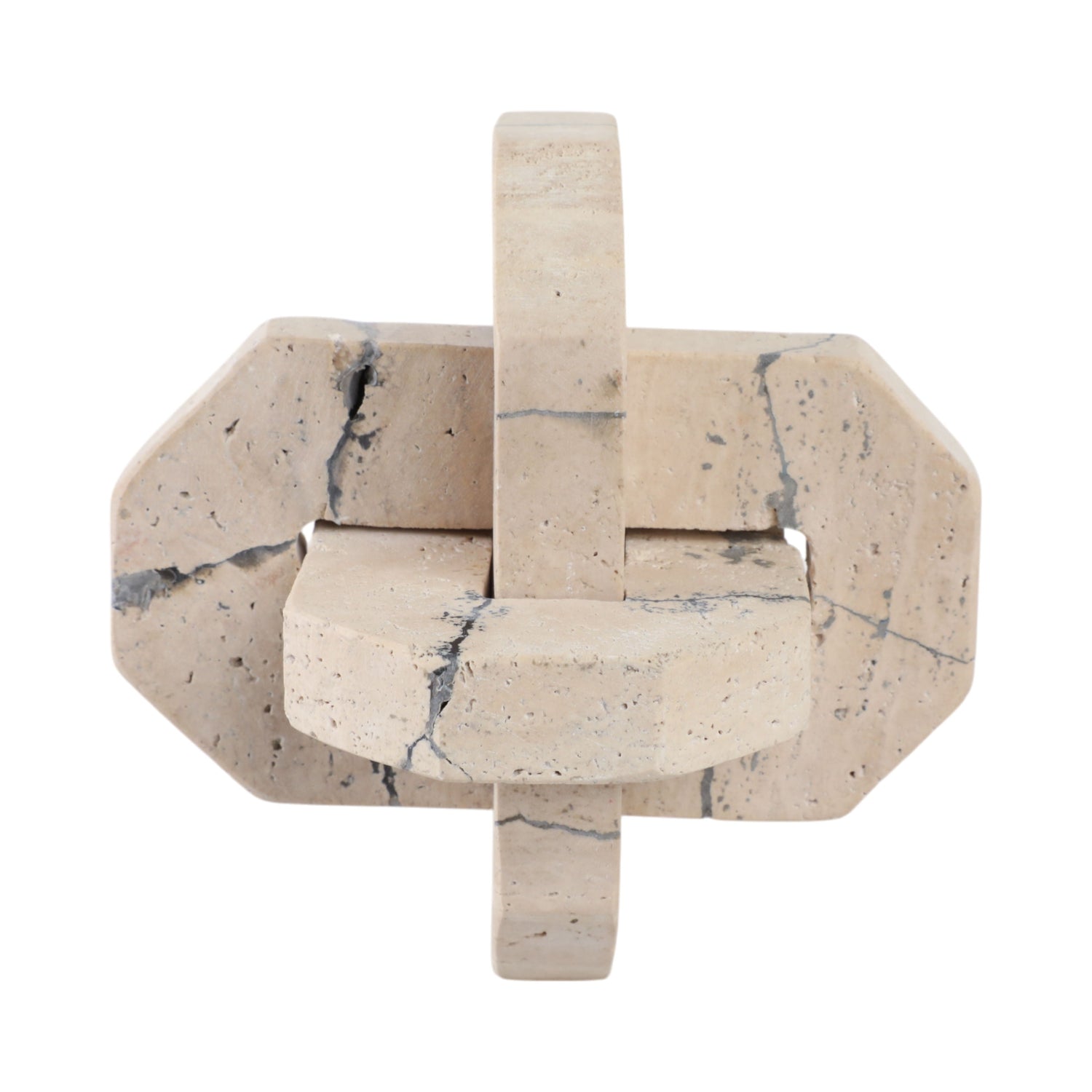 Gorda Medium Crackle Travertine Knot - Ivory