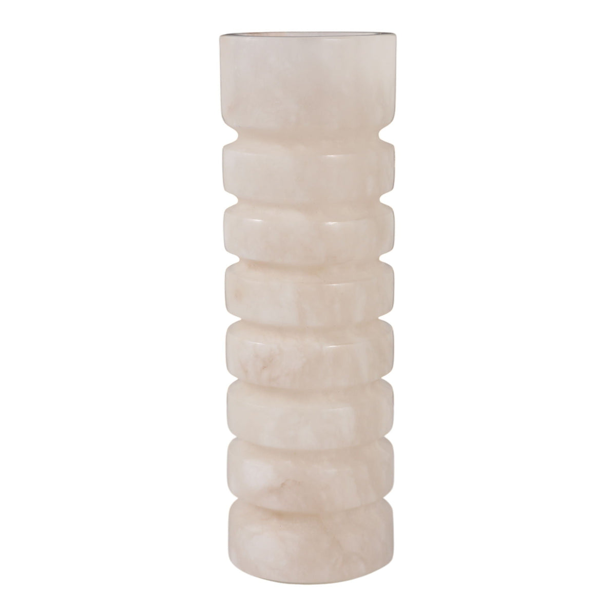 11" Solica Alibaster Candleholder - Beige