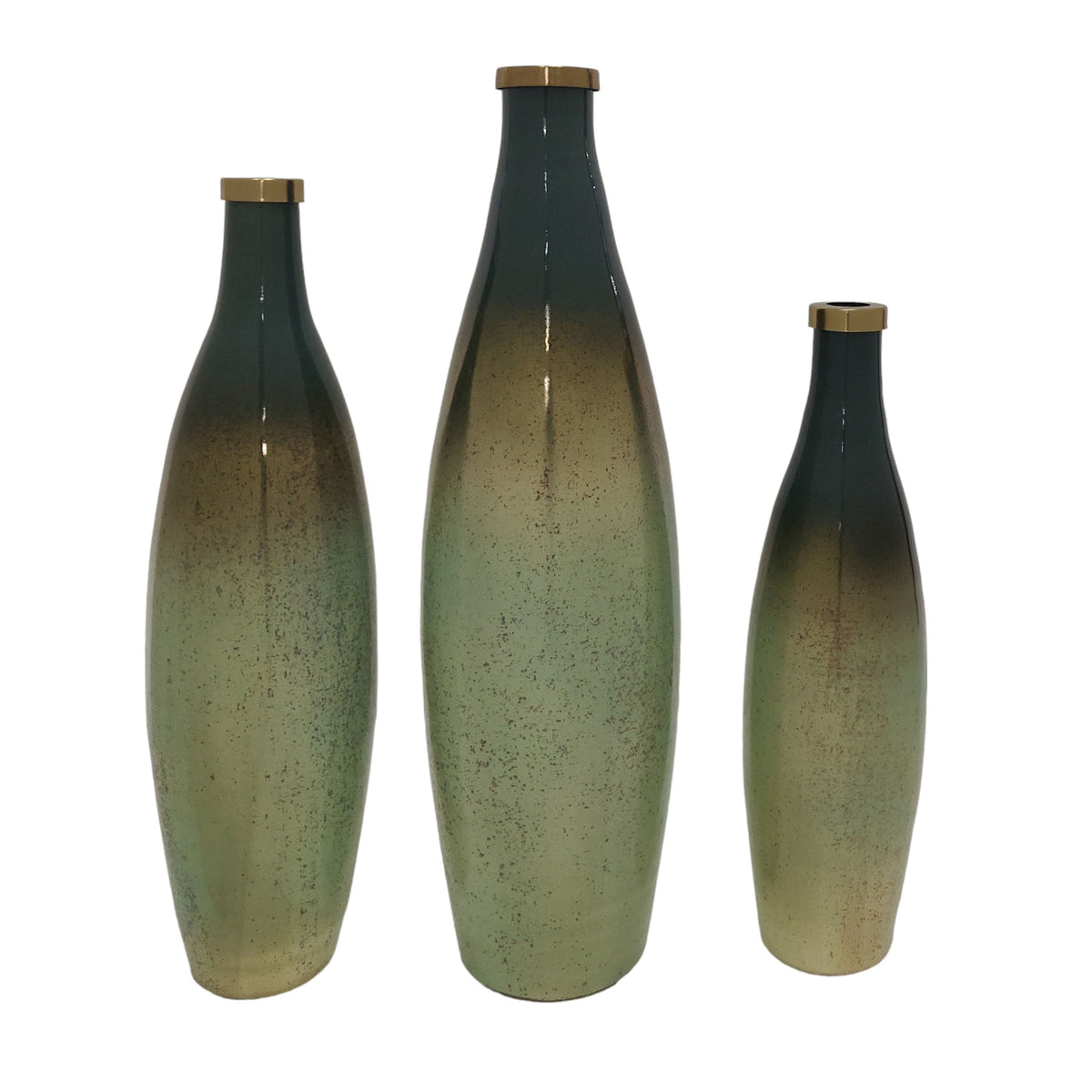 16" / 18" / 21" Windard Glass Bottles (Set of 3) - Green