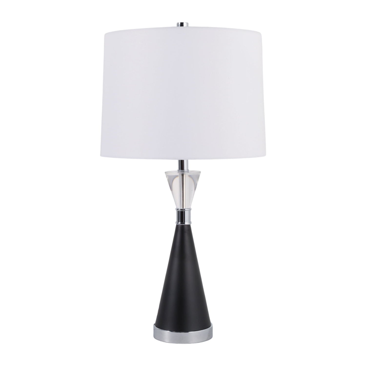 26" Leandras Crystal And Marble Table Lamp - Clear / Black