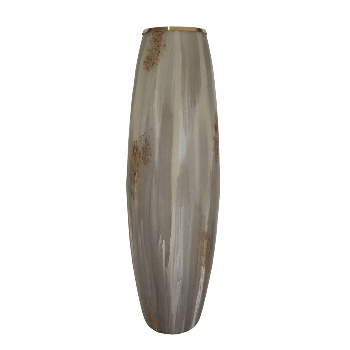 31" Curved Glass Vase Opal Finish - Ivory Multi