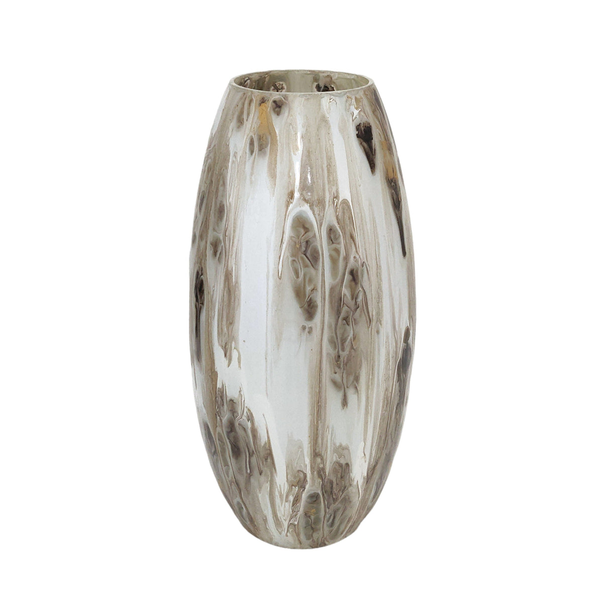 17" Curved Glass Vase Neutral Drip Finish - Multi