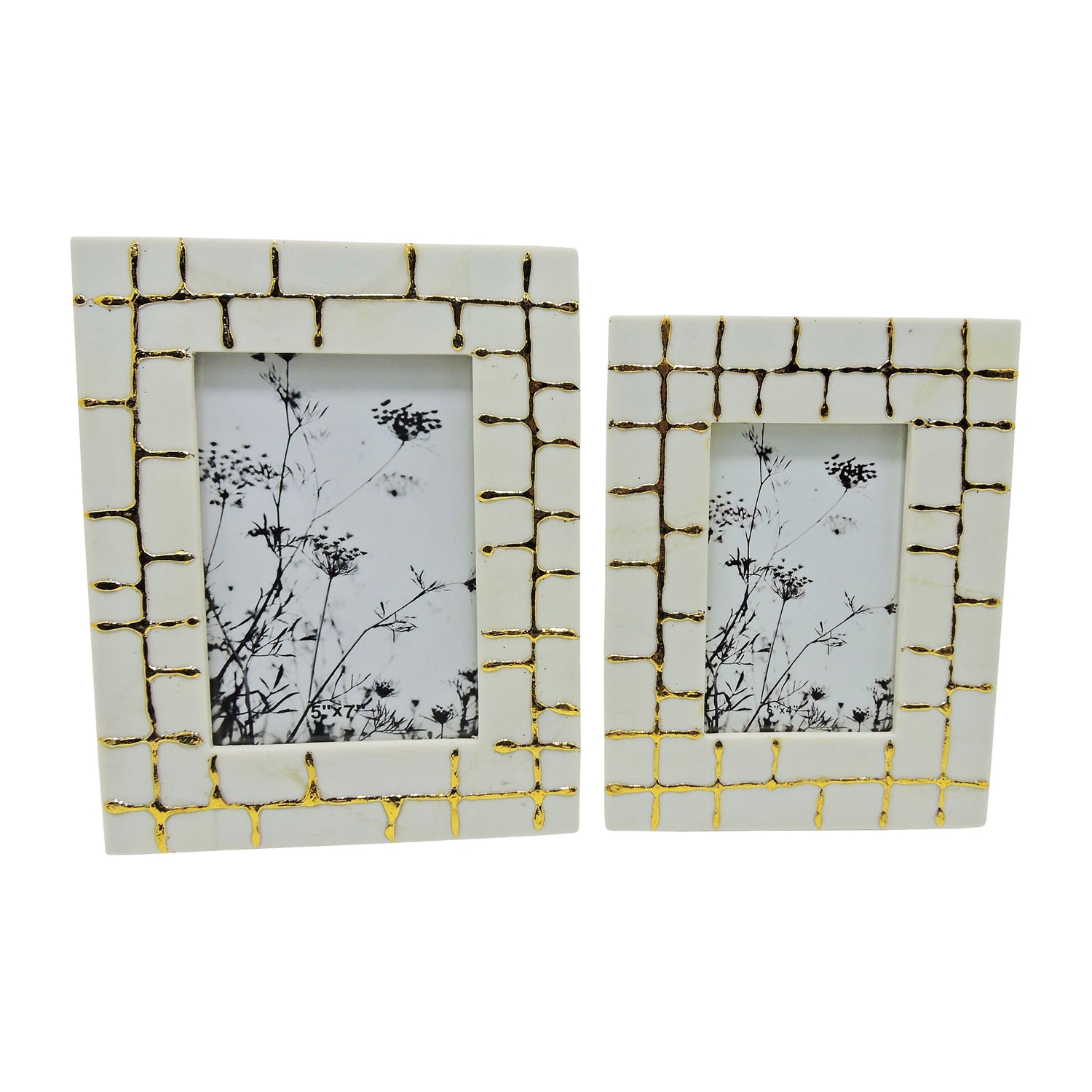 4 / 5" Gomez Resin Photo Frames (Set of 2) - Gold