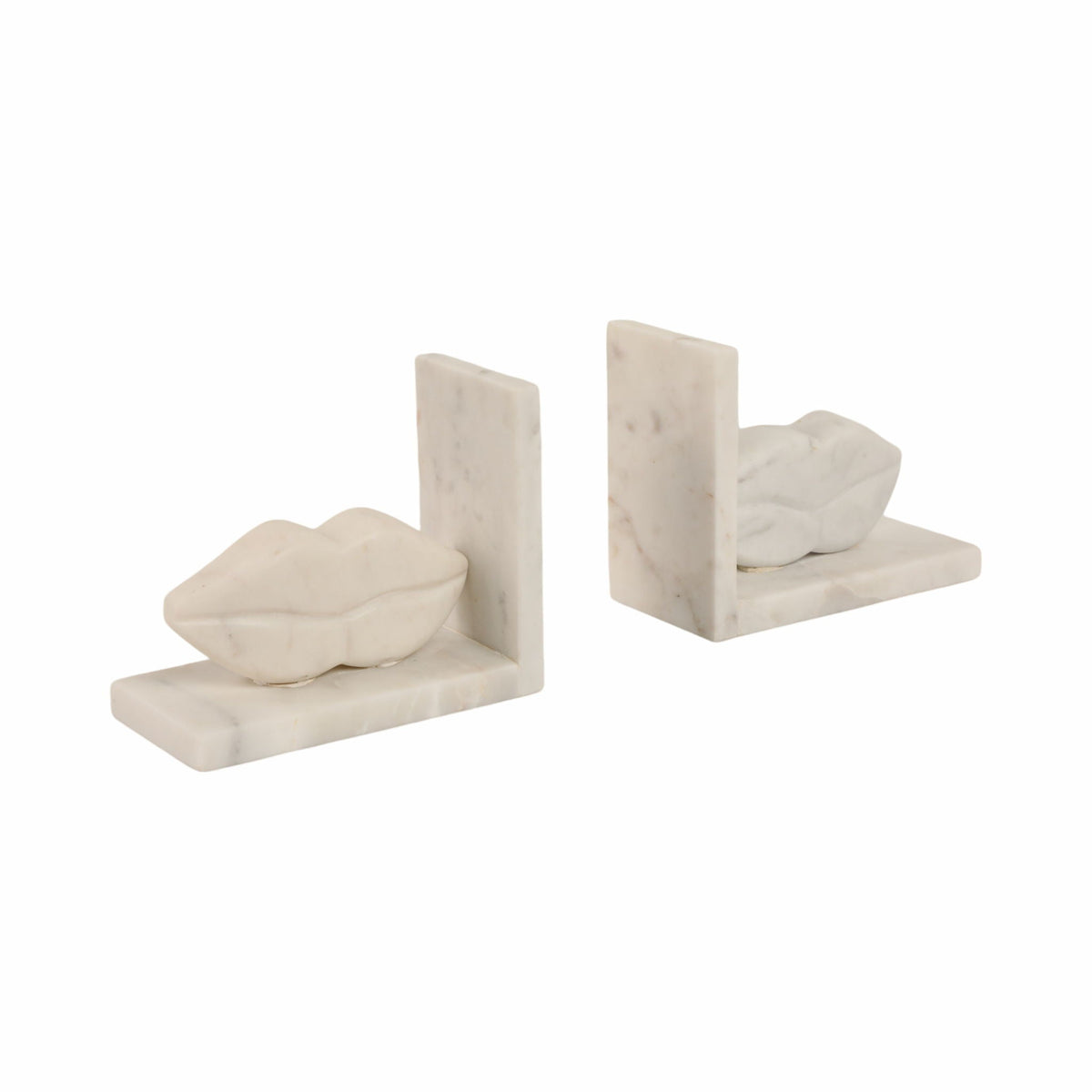 5" Lips Marble Bookends (Set of 2) - Gray