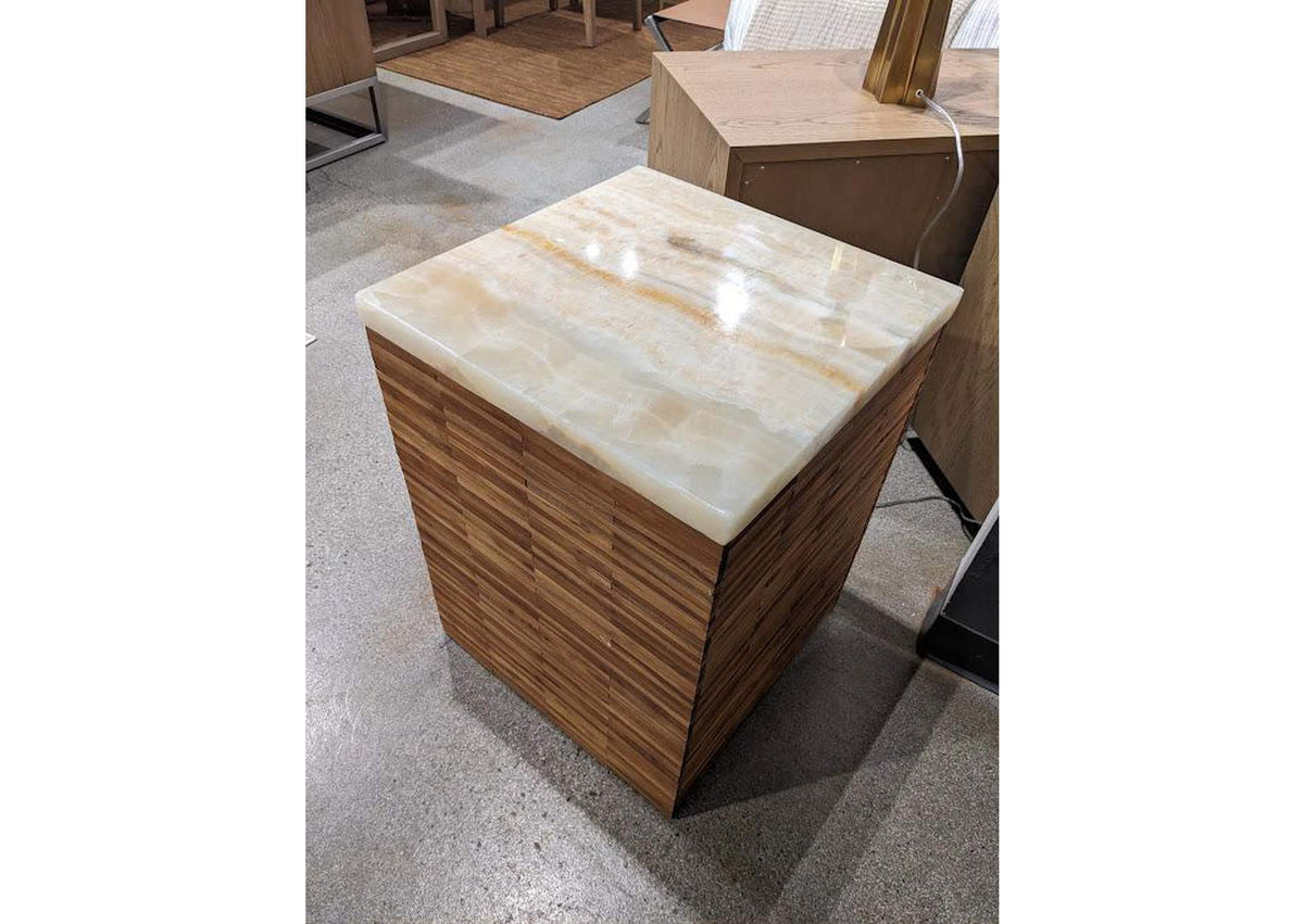 JVHS22D One Stone Wood Tile End Table In Onyx And Solid Teak