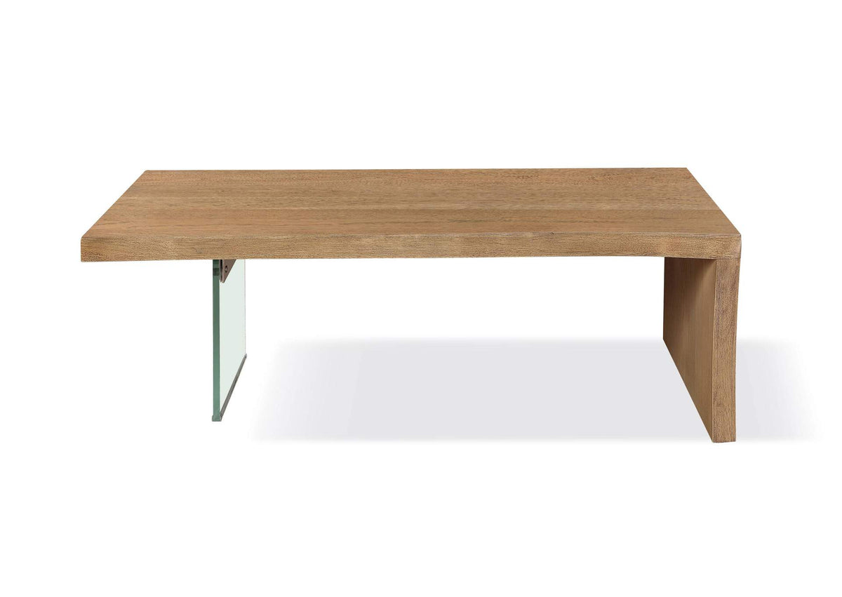 JVLH21 One Live - Edge White Oak And Glass Coffee Table In Bisque