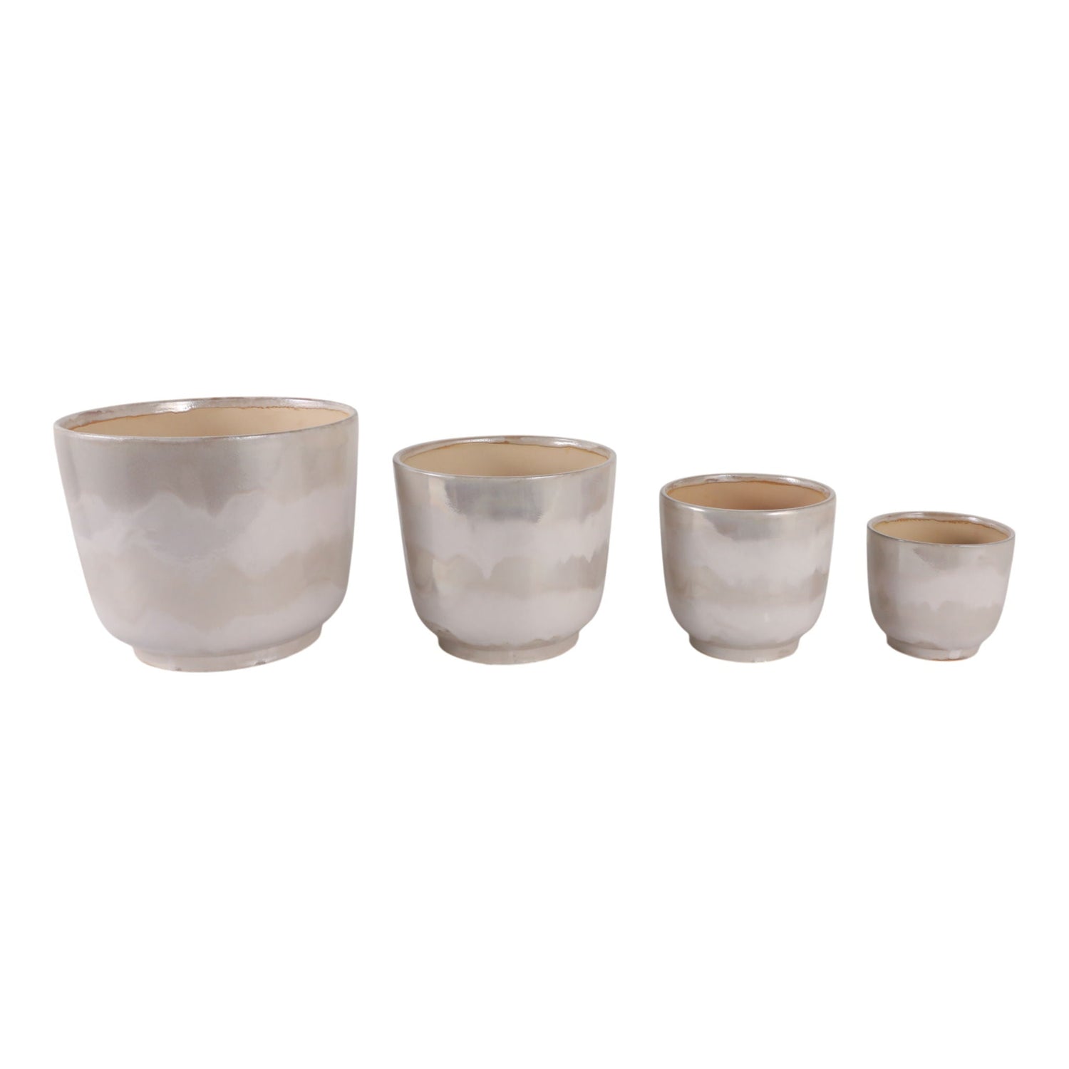 6" / 8" / 10" / 12" Reactive Luster Planters (Set of 4) - Ivory