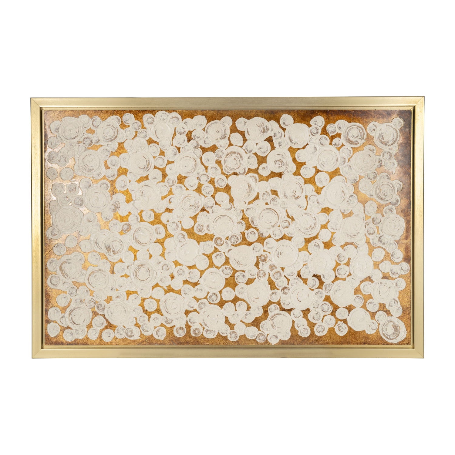 Hand Painted Clustered Circles 71 x 47" - White / Gold