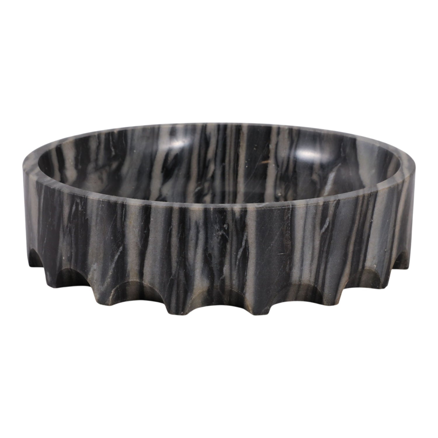 14" Hazley Carved Marble Tray - Dark Gray