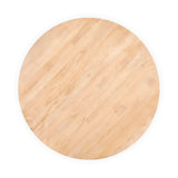 Round wooden cutting board on a white background