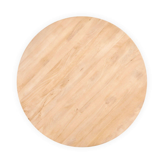 Round wooden cutting board on a white background