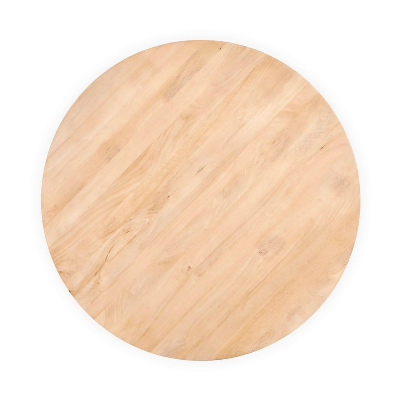 Round wooden cutting board on a white background