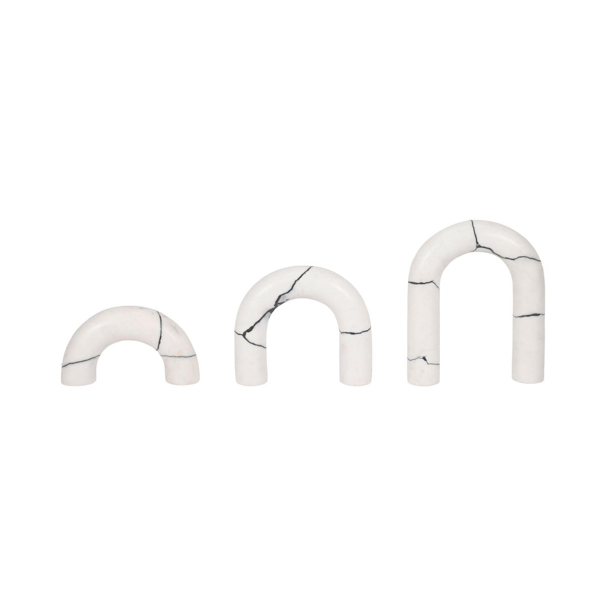 5" / 7" / 8" Reaka Marble Arches (Set of 3) - White