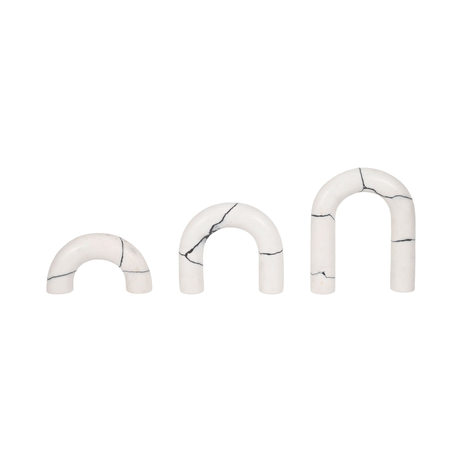5" / 7" / 8" Reaka Marble Arches (Set of 3) - White