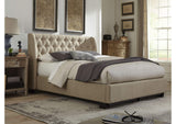 3ZL7D446 Levi Tufted Footboard Storage Bed In Toast Linen
