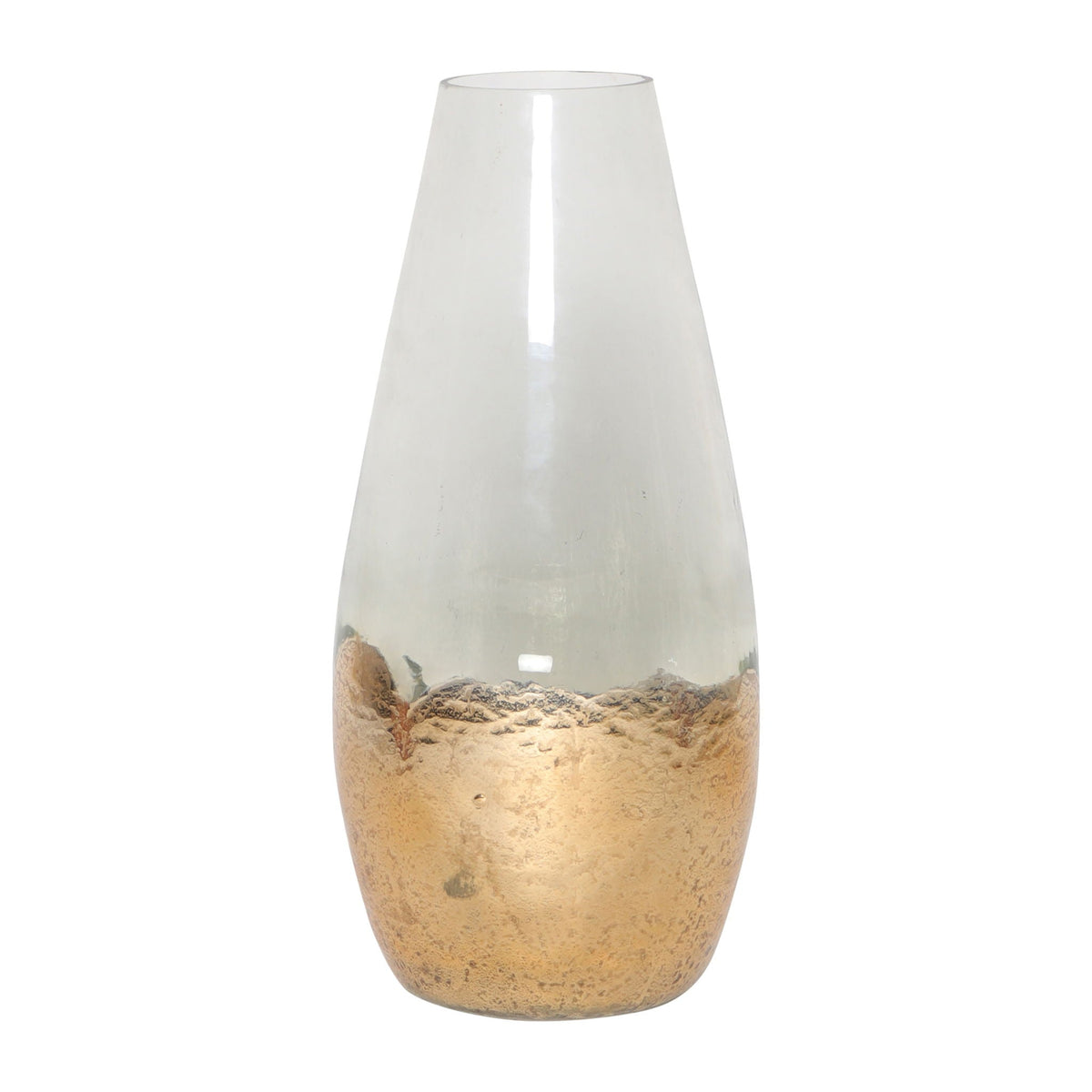 Glass 19" Gold Dipped Vase - Clear