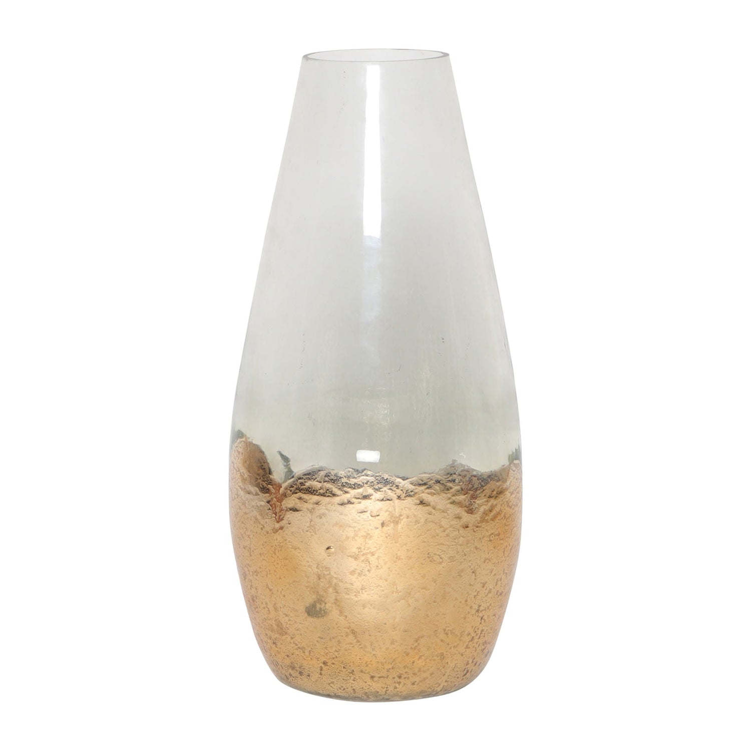 Glass 19" Gold Dipped Vase - Clear