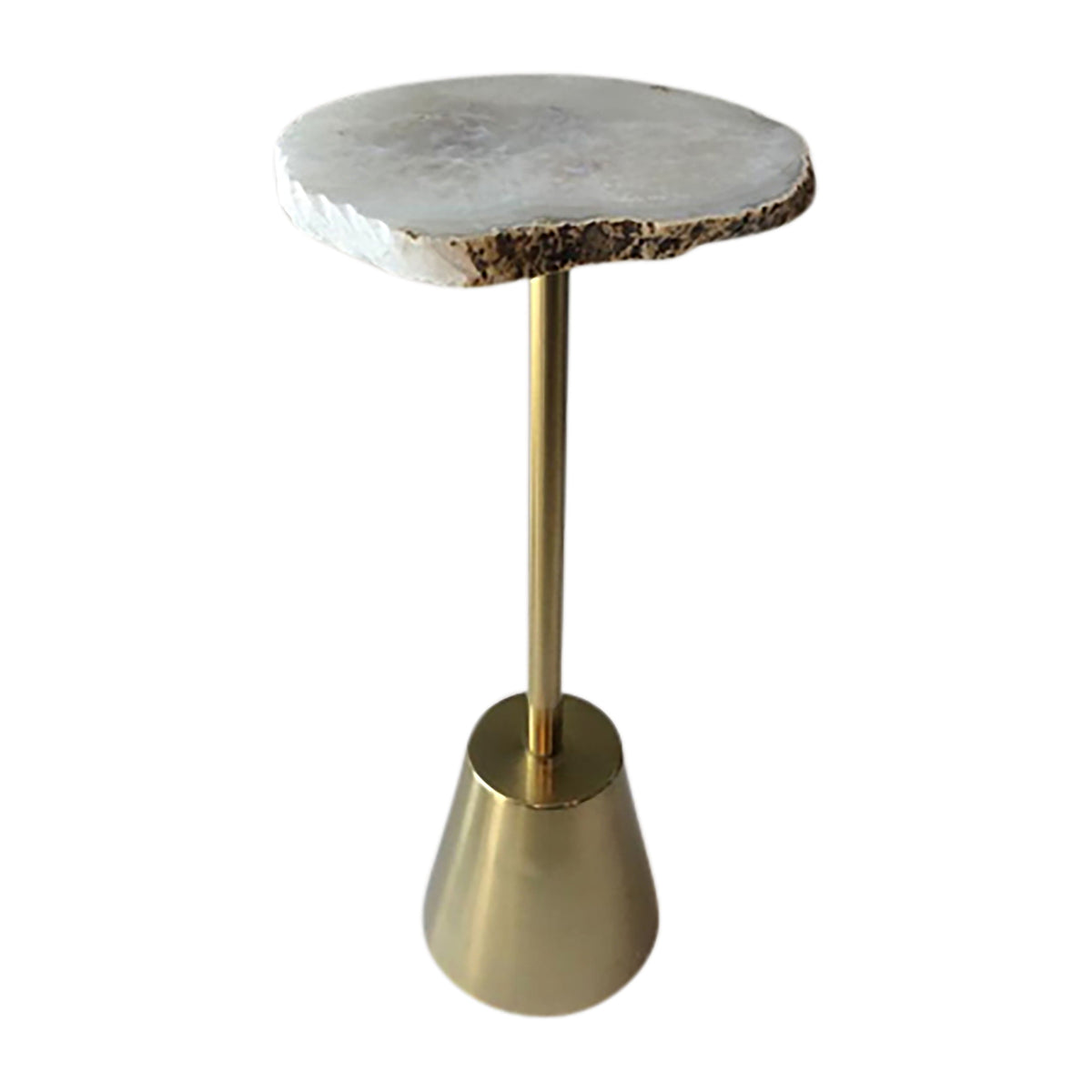 Reykur Short Raw Agate Table - White / Gold