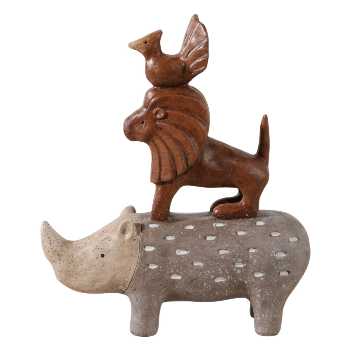 8" Rhino Animal Pyramid - Multi