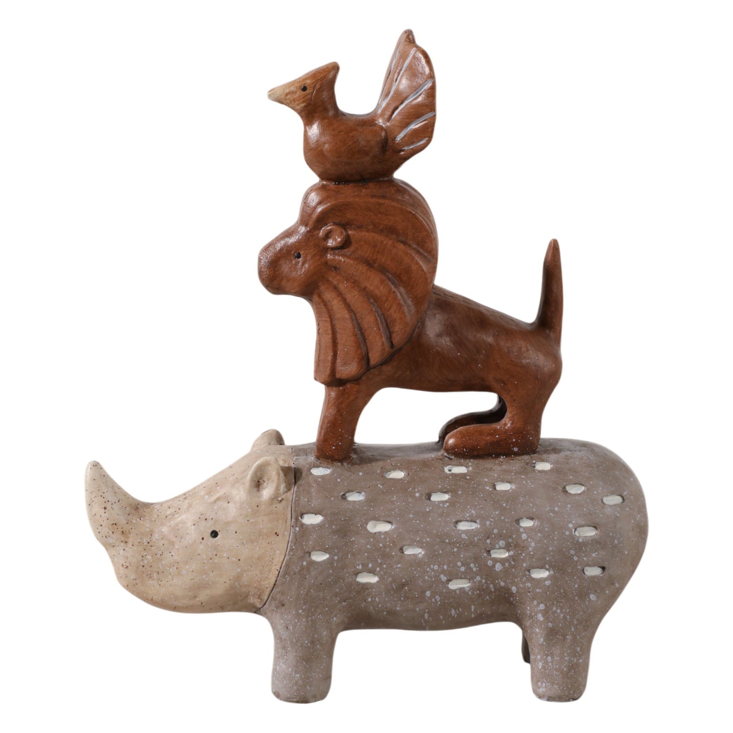 8" Rhino Animal Pyramid - Multi