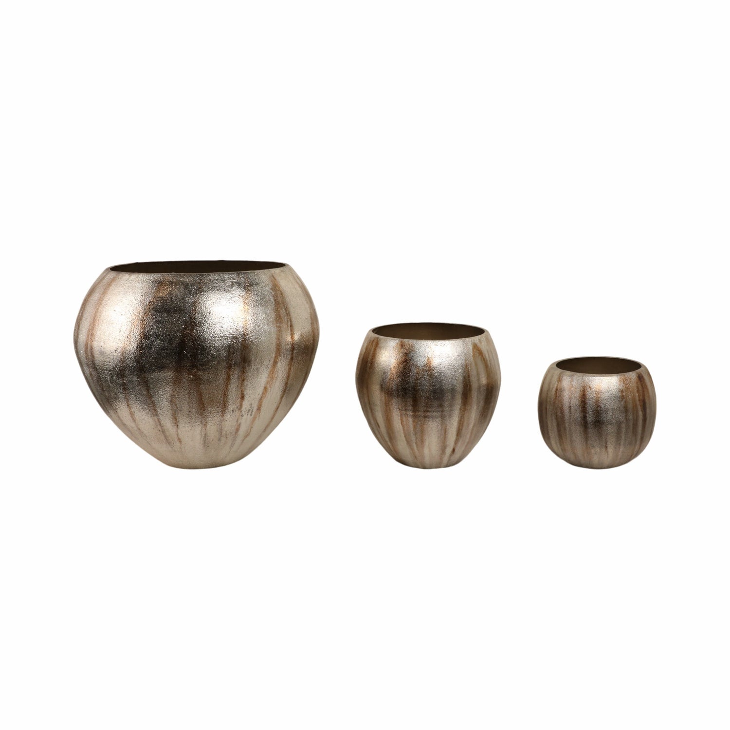 13" / 18" / 25" Noatak Antique Planters (Set of 3) - Silver