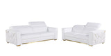 White leather sofa and chair set on a white background