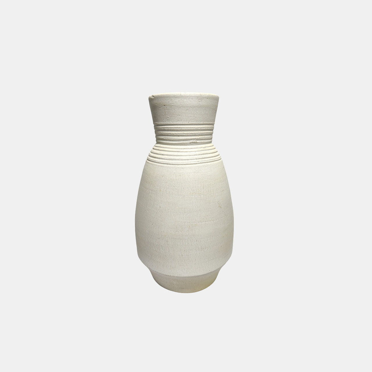 15" Vase With Ring At Neck - Ivory