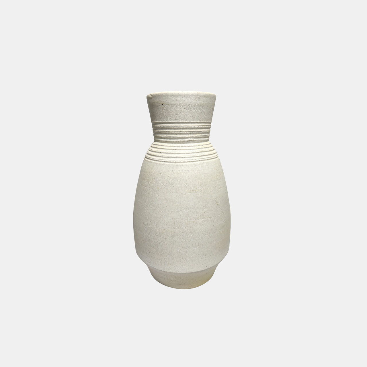 15" Vase With Ring At Neck - Ivory