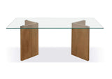 JVLH61 One Modern Coastal Glass Top Dining Table In White Oak