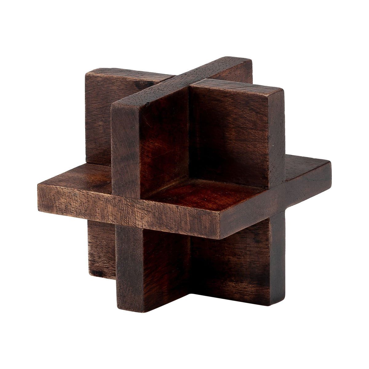 Cross Wooden Orb 4" - Brown