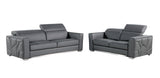 Gray leather sofa set on a white background