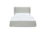 CB96H61 Hera Upholstered Skirted Panel Bed In Oatmeal
