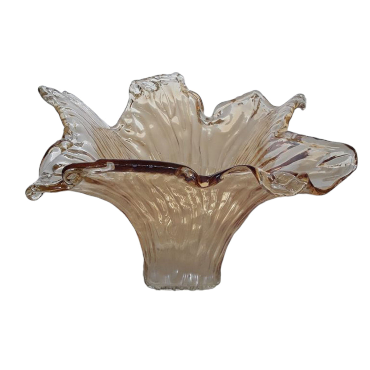 Fontana Wide Italian Art Glass Vase - Brown