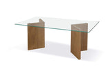 JVLH61 One Modern Coastal Glass Top Dining Table In White Oak