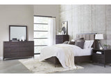 5NL2A7 Lucerne King Size Upholstered Panel Bed In Vintage Coffee