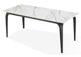 LJPM60 Nicoya Stone Top Rectangular Dining Table In Pumpkin Spice Stone And Black Metal
