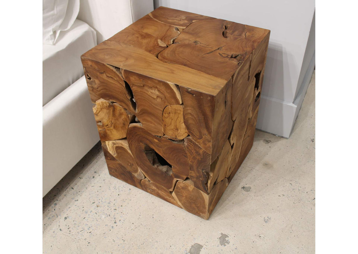 JVHS22S One Teak Slice Square End Table In Warm Teak