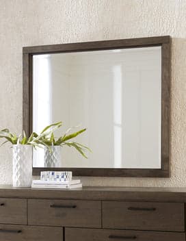 Boracay Beveled Glass Landscape Mirror in Wild Oats Brown