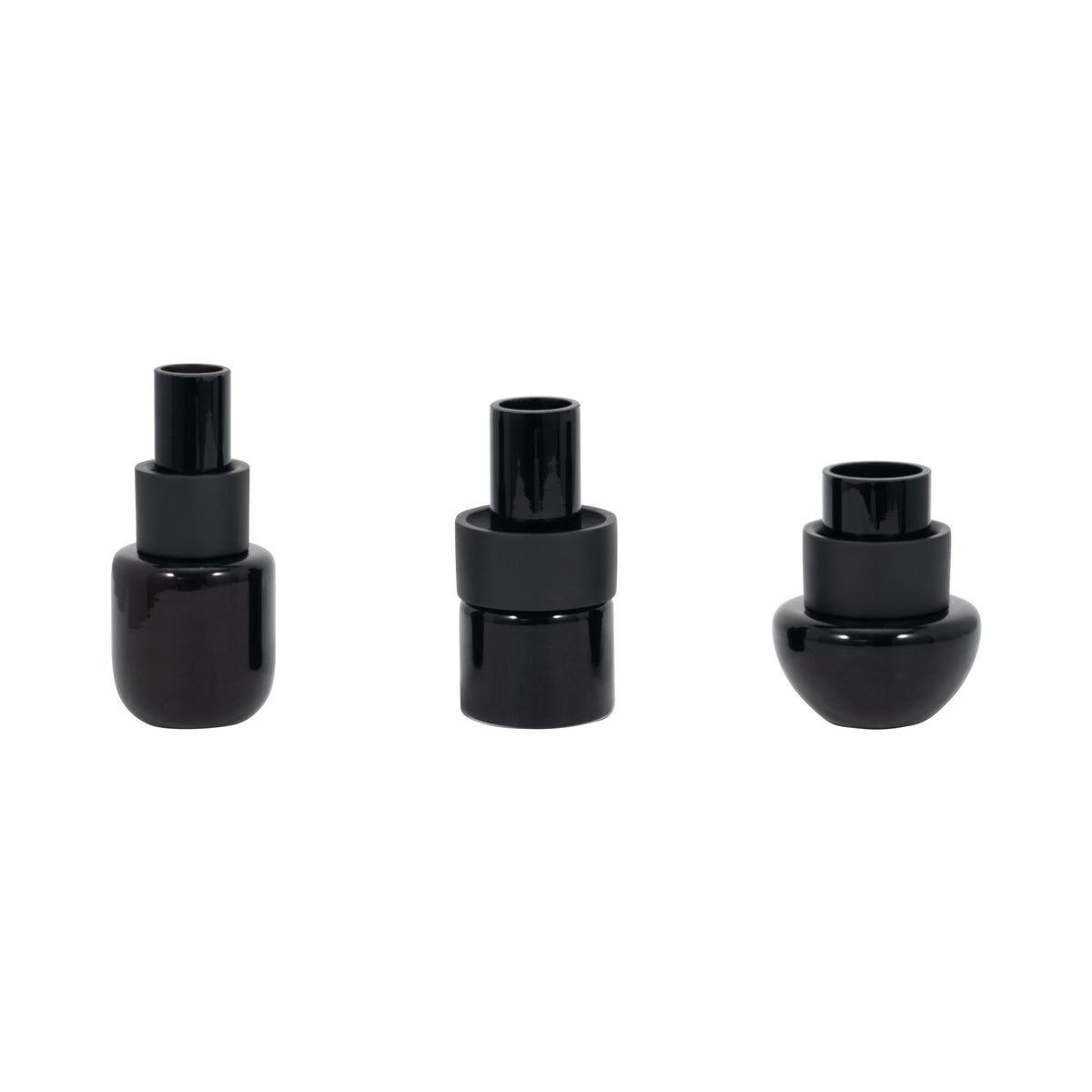6" / 8" / 9" Eden Glass Vases (Set of 3) - Black
