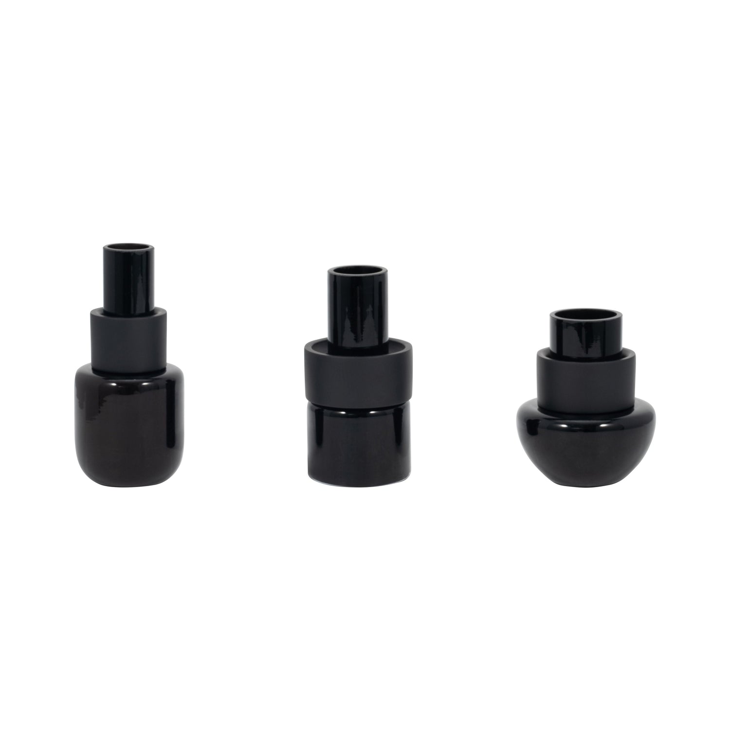 6" / 8" / 9" Eden Glass Vases (Set of 3) - Black