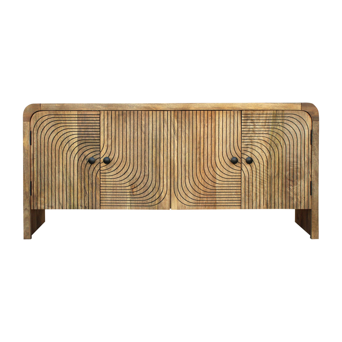 30" Carved Front Waterfall Edge Sideboard - Brown