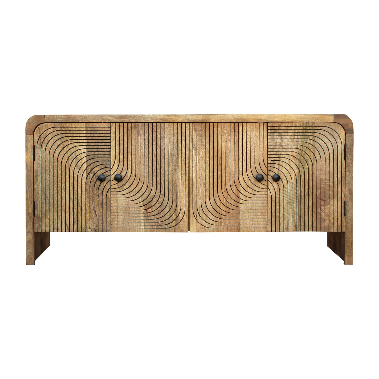 30" Carved Front Waterfall Edge Sideboard - Brown