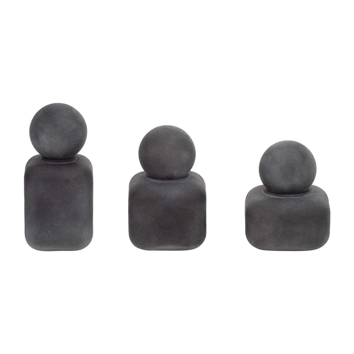 4" / 5" / 6" Mason Glass Lidded Bottles (Set of 3) - Black