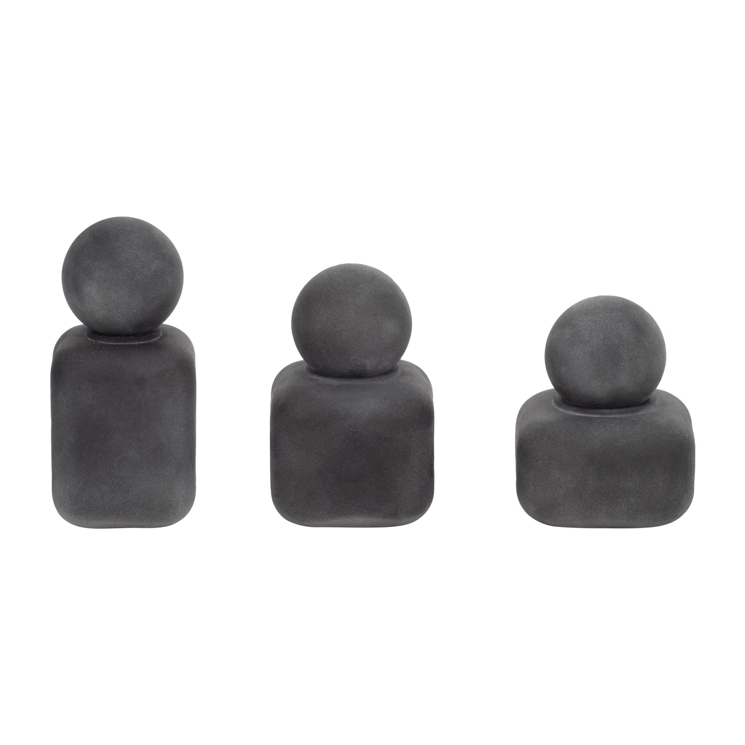 4" / 5" / 6" Mason Glass Lidded Bottles (Set of 3) - Black