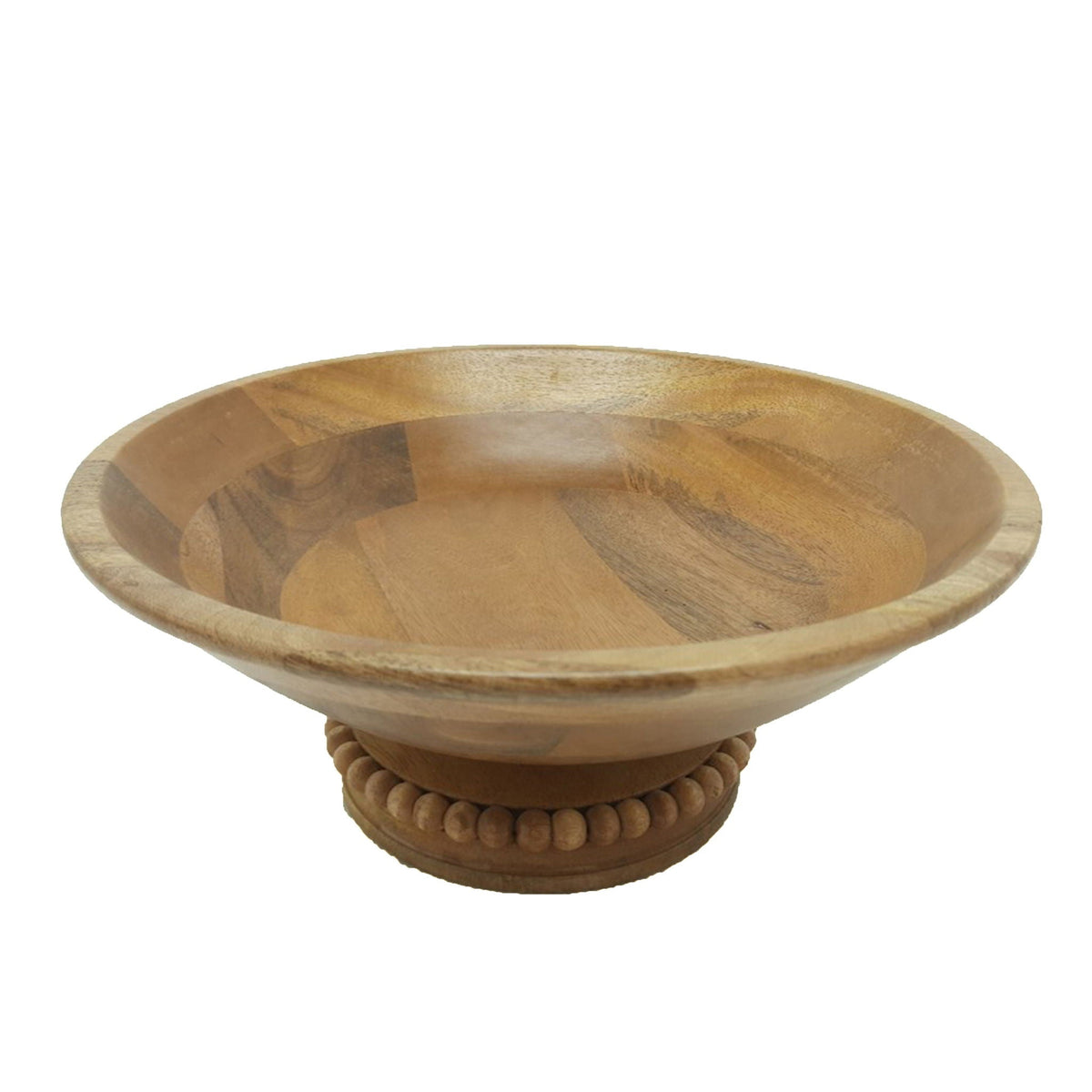 12" Round Bowl With Beads - Natural