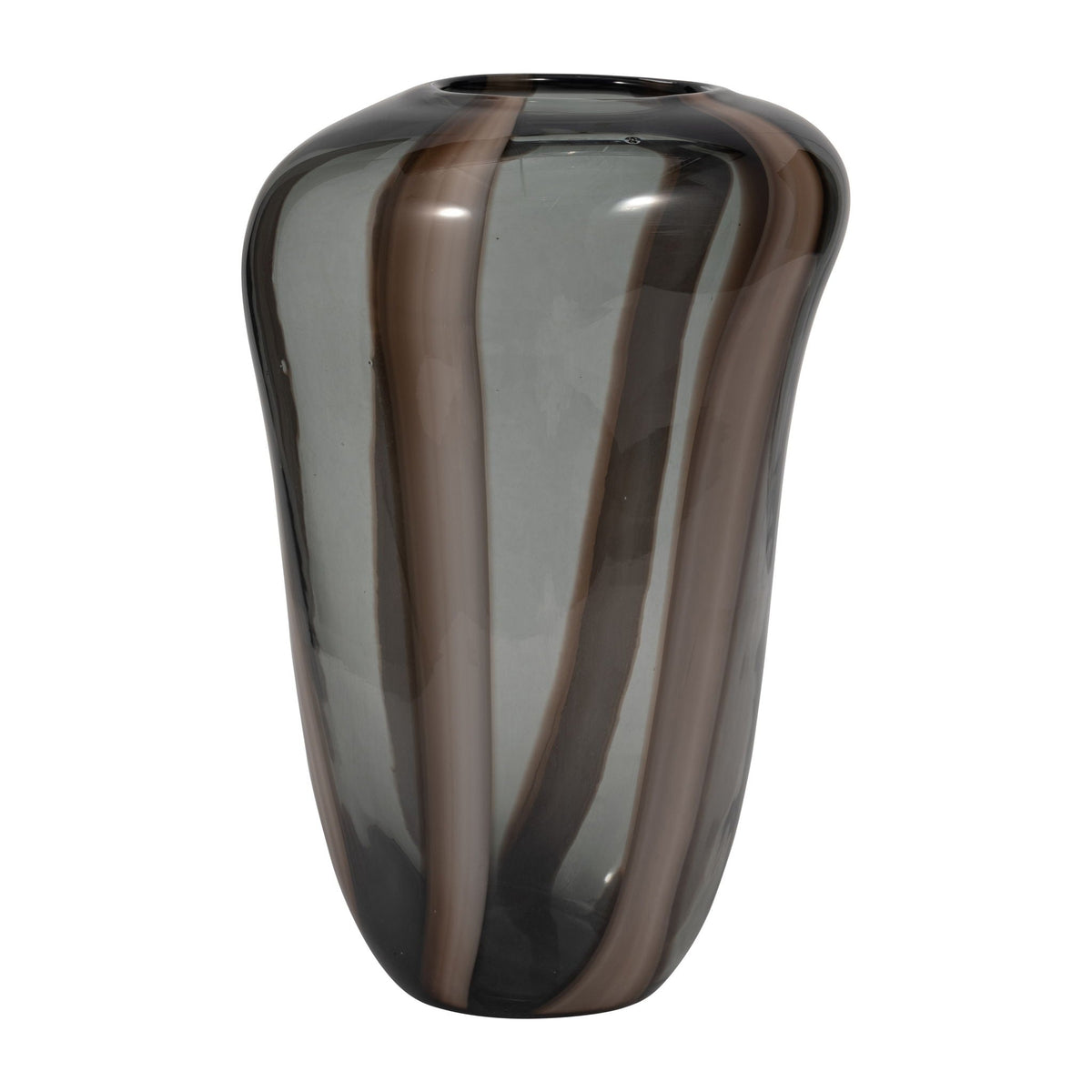 13" Bayle Large Striped Glass Vase - Brown